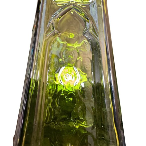 Vintage Green Glass Hexagonal Shaped Lamp Shades/ Light Covers Set Of 2 - Picture 6 of 7